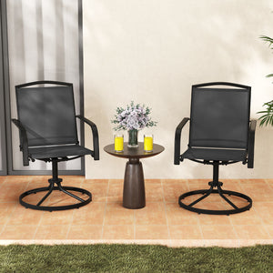 Outdoor Swivel Chairs Set of 2 with High Back and Breathable Seat-Black