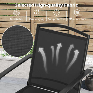 Outdoor Swivel Chairs Set of 2 with High Back and Breathable Seat-Black