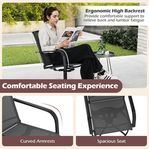 Outdoor Swivel Chairs Set of 2 with High Back and Breathable Seat-Black