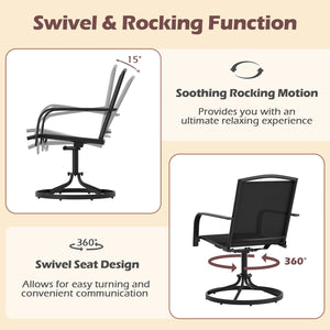 Outdoor Swivel Chairs Set of 2 with High Back and Breathable Seat-Black