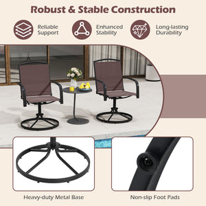 Outdoor Swivel Chairs Set of 2 with High Back and Breathable Seat-Coffee