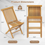 Outdoor Teak Wood Chairs Set of 2 with Slatted Seat and Backrest