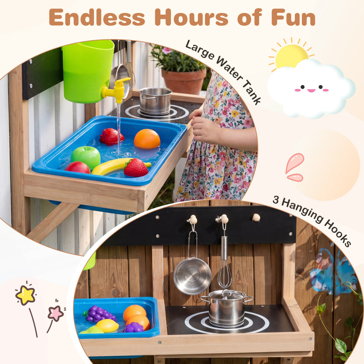 Outdoor Wall Mounted Mud Kitchen for Kids Ages 3+
