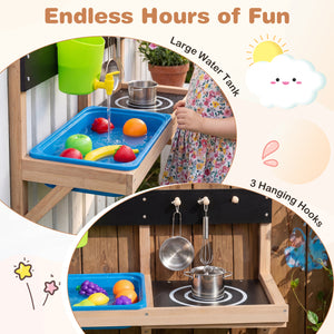 Outdoor Wall Mounted Mud Kitchen for Kids Ages 3+