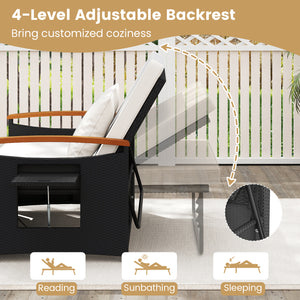 Outdoor Wicker Daybed with Folding Panels and Storage Ottoman-White