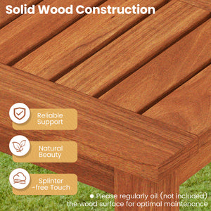 Outdoor Wood Bench 2-Person Backless Patio Garden Bench with Slatted Seat