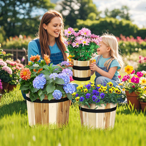 Outdoor Wooden Planter Box with Drainage Holes Set of 3