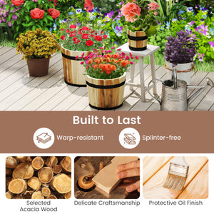 Outdoor Wooden Planter Box with Drainage Holes Set of 3