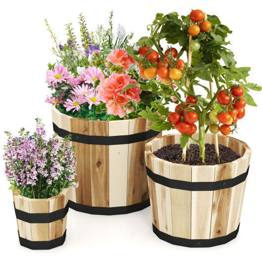 Outdoor Wooden Planter Box with Drainage Holes Set of 3