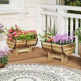 Outdoor Wooden Planter with Legs for Flower Herb Vegetable Fruit