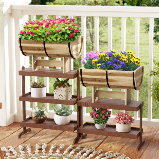 Outdoor Wooden Planter with Legs for Flower Herb Vegetable Fruit