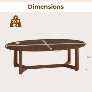 Oval Coffee Table 46 Inches Wooden Accent Table with Thickened Top-Walnut