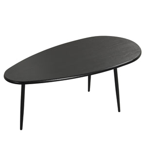 Oval Coffee Table Mid Century Center Table with Sturdy Metal Construction-Black