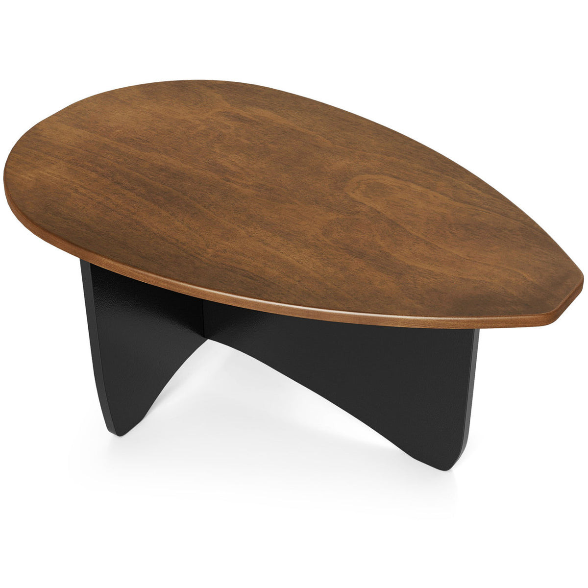 Oval Coffee Table Mid Century Modern Accent Table Low Profile Wooden Center Table-Walnut