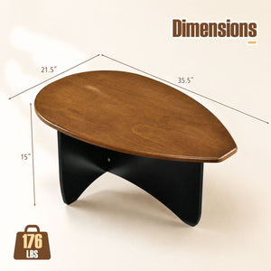 Oval Coffee Table Mid Century Modern Accent Table Low Profile Wooden Center Table-Walnut
