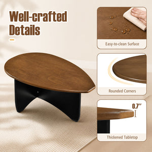 Oval Coffee Table Mid Century Modern Accent Table Low Profile Wooden Center Table-Walnut