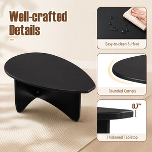 Oval Coffee Table Mid Century Modern Accent Table Low Profile Wooden Center Table-Black