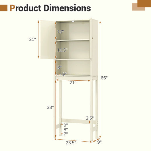 Over The Toilet Storage Cabinet with Fluted Doors-Beige
