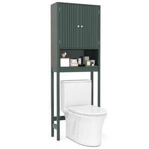 Over The Toilet Storage Cabinet with Fluted Doors-Green