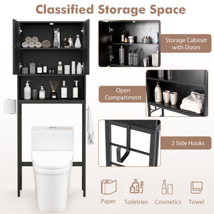 Over The Toilet Storage Cabinet with 2 Doors and Adjustable Shelf-Black