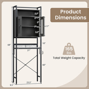 Over-The-Toilet Storage Cabinet with Heavy-Duty Metal Frame 2-door Freestanding-Black