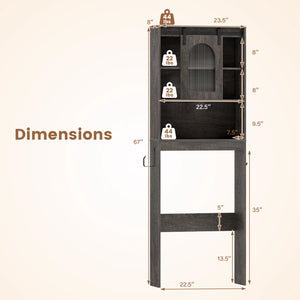 Over Toilet Storage Cabinet with Sliding Barn Door and Open Shelves for Bathroom-Oak
