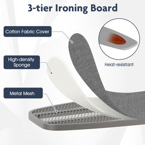 Over the Door Ironing Board Space-Saving Metal Hanging Ironing Board-Gray