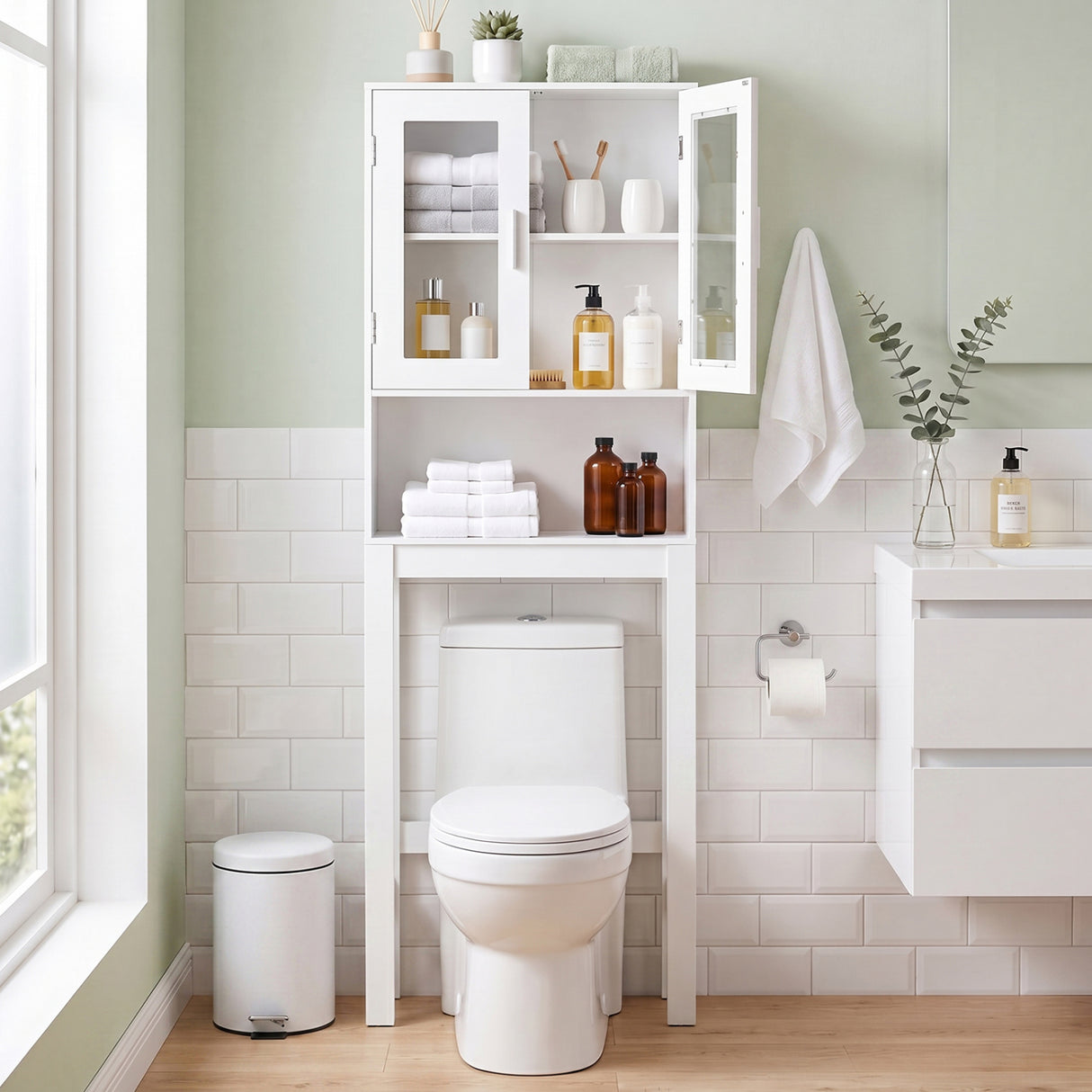 Over the Toilet Bathroom Storage Cabinet with Adjustable Shelf