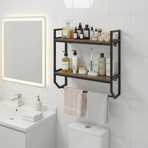 Over the Toilet Shelf Wall Mounted for Bathroom with Metal Frame-Gray