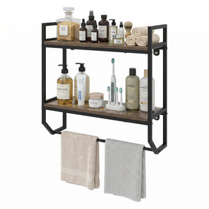 Over the Toilet Shelf Wall Mounted for Bathroom with Metal Frame-Gray