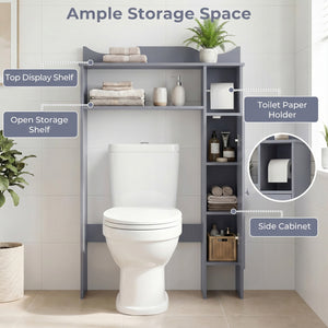 Over the Toilet Storage Cabinet with Toilet Paper Holder-Gray