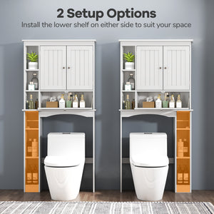Over the Toilet Storage Cabinet with Adjustable Shelf and Bottom Bar-White