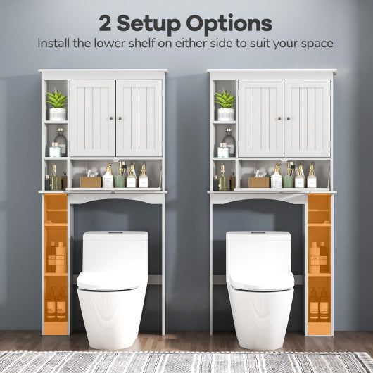 Over the Toilet Storage Cabinet with Adjustable Shelf and Bottom Bar-White