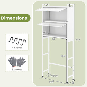 Over-the-toilet Cabinet Bathroom Organizer with 2 Flip-up Cabinets-White