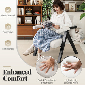 Oversized Accent Chair with Metal Frame and Armrests-Beige