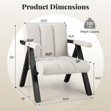 Oversized Accent Chair with Metal Frame and Armrests-Beige