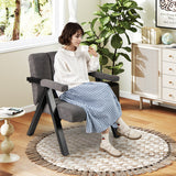 Oversized Accent Chair with Metal Frame and Armrests-Gray
