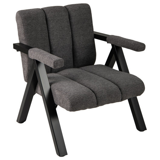 Oversized Accent Chair with Metal Frame and Armrests-Gray