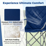 Oversized Camping Chairs Outdoor Folding Chair with Cooler Pouch and Cup Holder-Navy