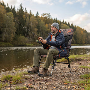 Oversized Foldable Fishing Chair for Adults with Armrest-Multicolor