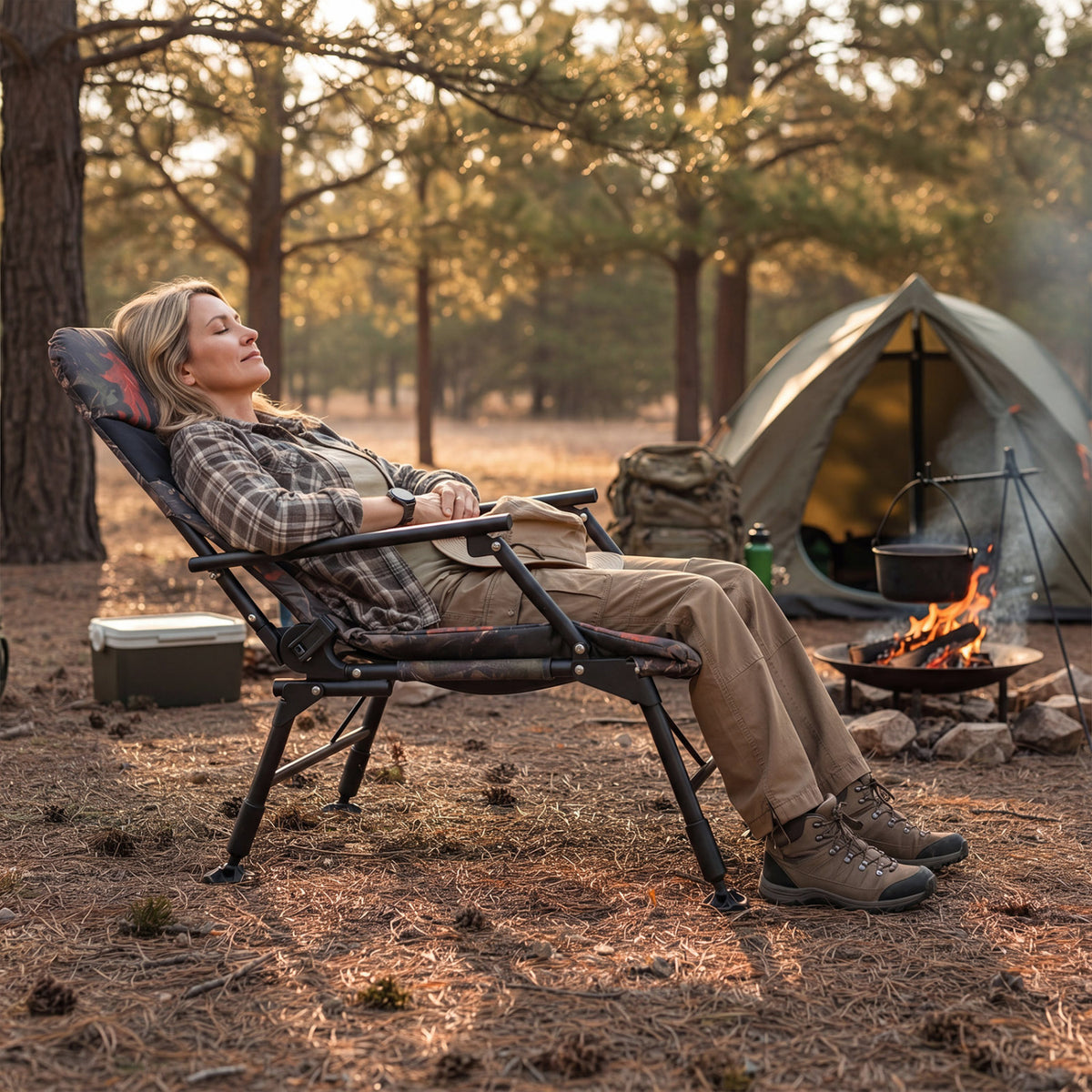Oversized Foldable Fishing Chair for Adults with Armrest-Multicolor
