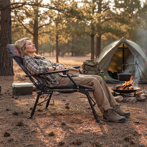 Oversized Foldable Fishing Chair for Adults with Armrest-Multicolor
