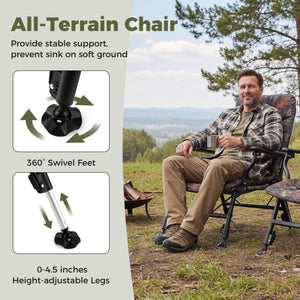 Oversized Foldable Fishing Chair for Adults with Armrest-Multicolor