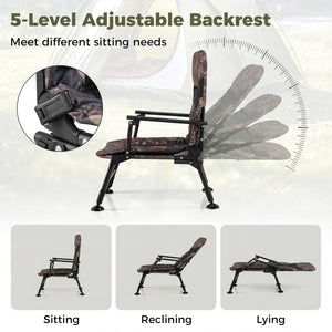 Oversized Foldable Fishing Chair for Adults with Armrest-Multicolor