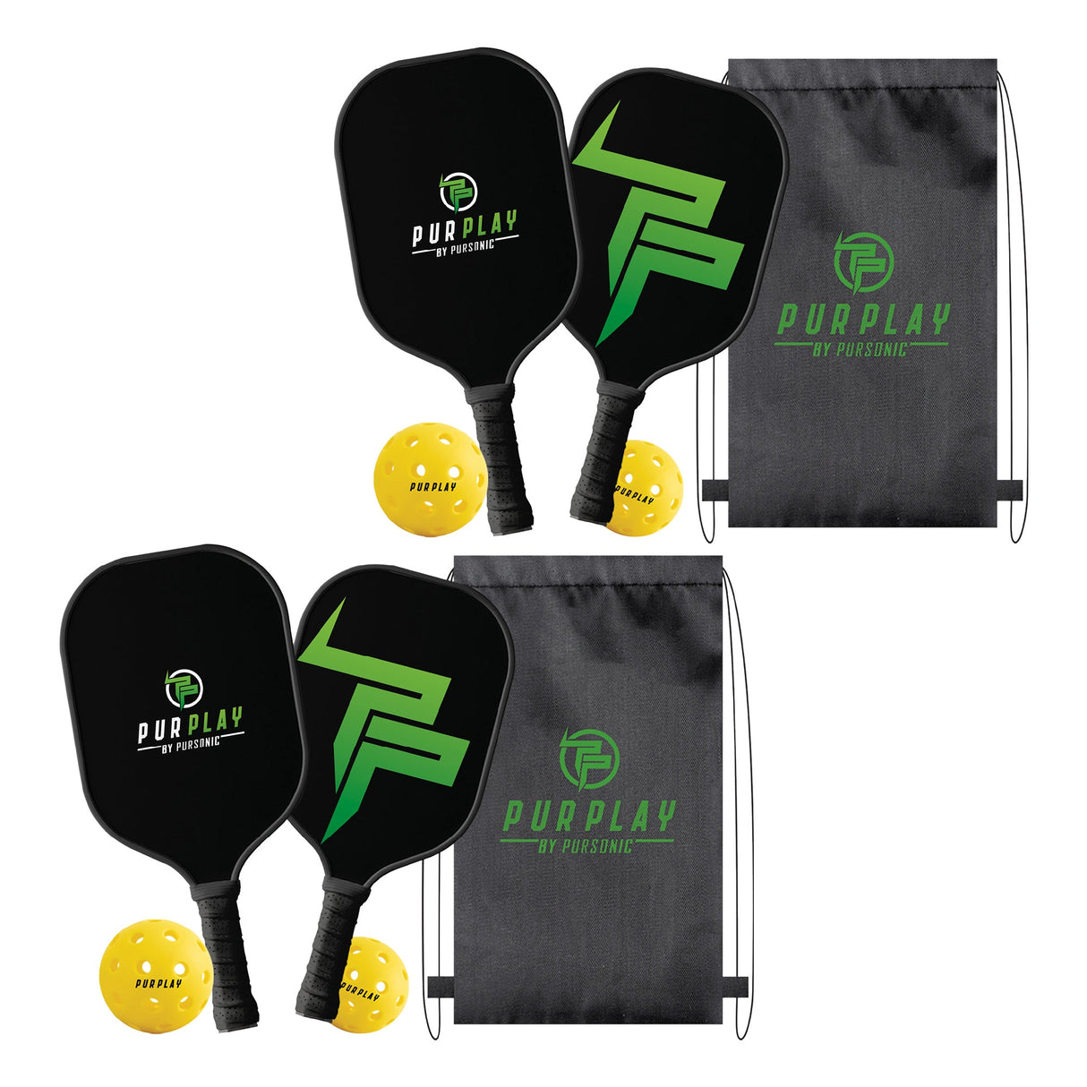 Pursonic The Ultimate Pickleball High Performance Set –4 Paddles, 4 Balls & 2 Carry Bag by Pursonic