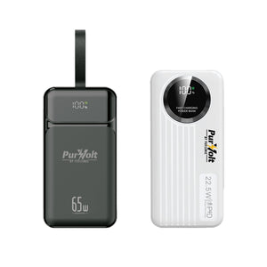 Pursonic Power Anywhere Bundle – PurVolt 40,000mAh Power Bank + LED Fast Charging Power Bank with Built-in Cables by Pursonic
