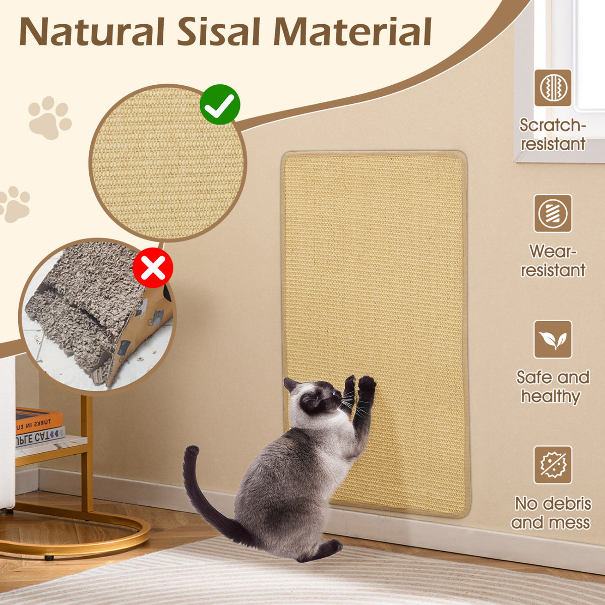 4 Pieces Cat Scratcher Mat Set 32  x 20 Inch Pads for Cats