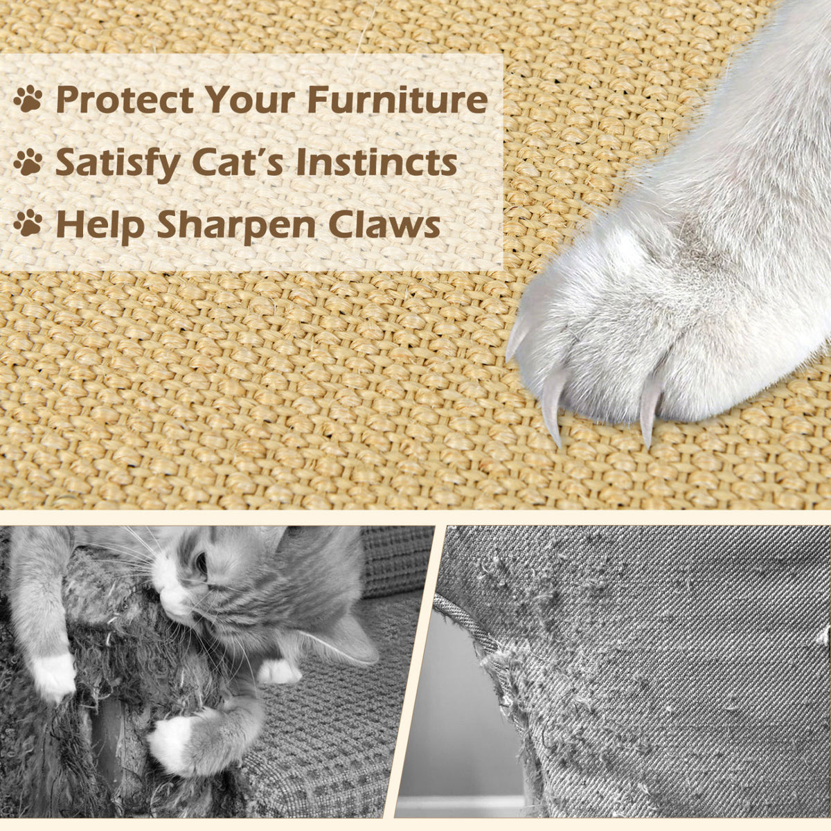 4 Pieces Cat Scratcher Mat Set 32  x 20 Inch Pads for Cats