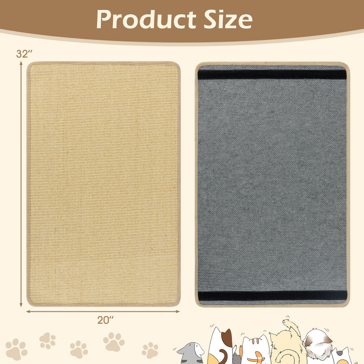 4 Pieces Cat Scratcher Mat Set 32  x 20 Inch Pads for Cats