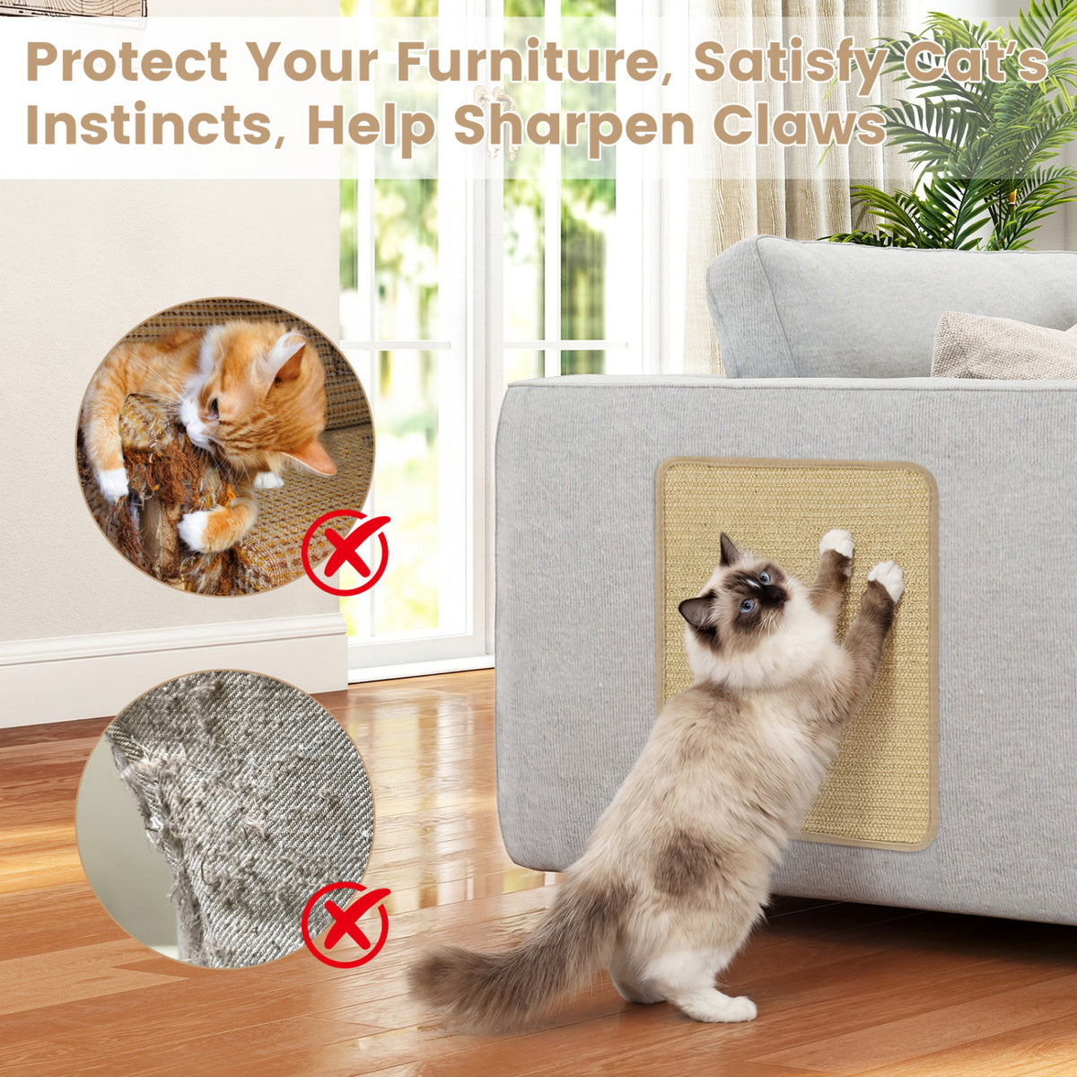 12 Pieces Cat Scratcher Mat Set 16 x 12 Inch Natural Sisal Pads